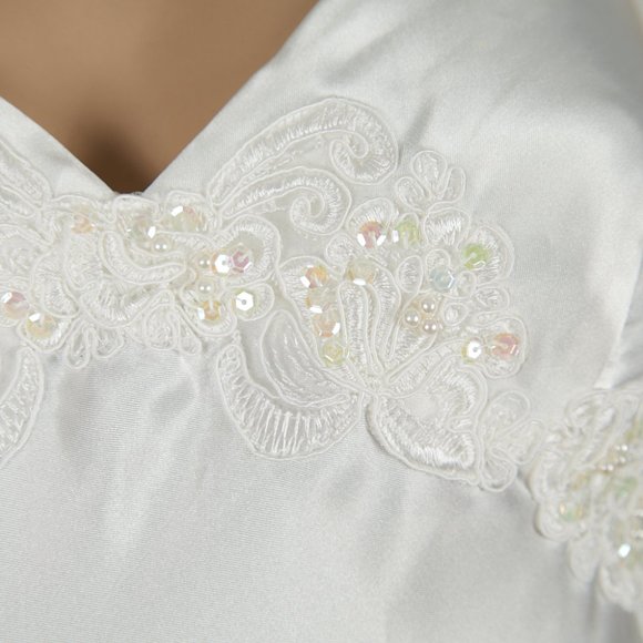 VINTAGE Y2K PEARLY WHITE SATIN AND LACE SLIP DRESS Medium - Picture 3 of 9